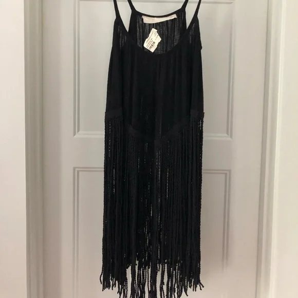 Jen's Pirate Booty Black Fringe Top - Picture 1 of 3